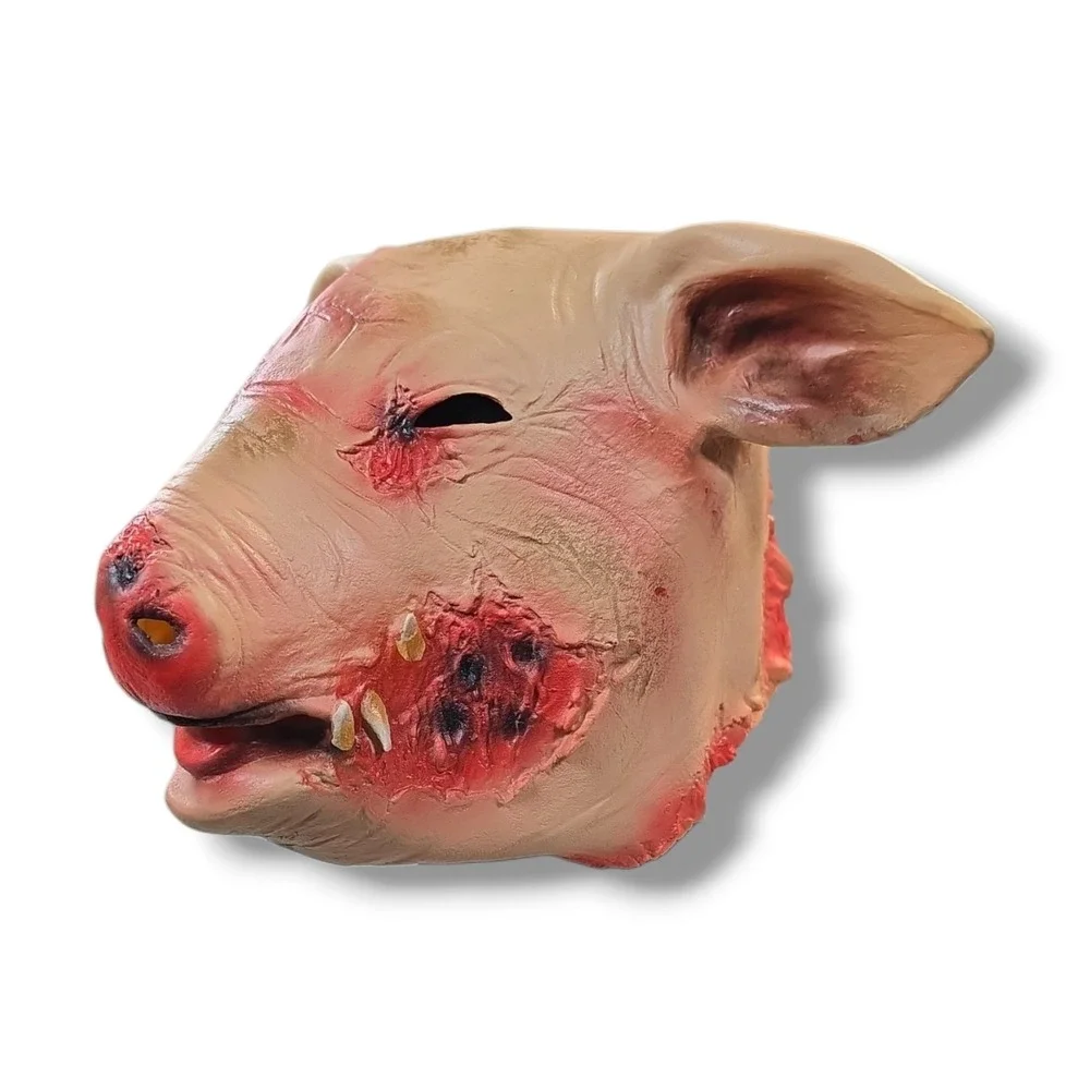 Latex Pig Adult Costume Mask Creepy Boar‎ Head Animal Horror Cosplay Party Prop